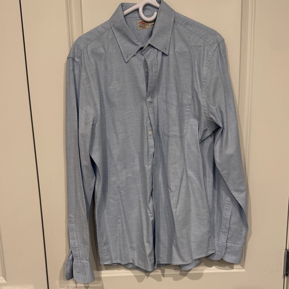 Faherty Men's Light Blue Dress Shirt
